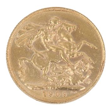 1909 Edward VII Large Head UK Full Sovereign Coin