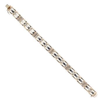 9ct Yellow and White Gold 1.00ct Brilliant Cut Diamond Bracelet 8"