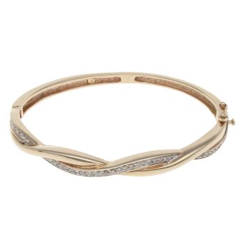 9ct Yellow Gold 0.50ct Brilliant Cut Diamond Twist Bangle