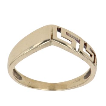 14ct Yellow Gold Greek Key Wishbone Ring