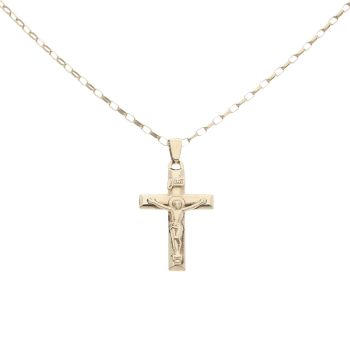 9ct Yellow Gold Crucifix Pendant and Chain 20"