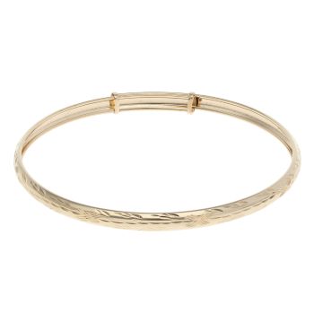 9ct Yellow Gold Diamond Cut Expanding Bangle