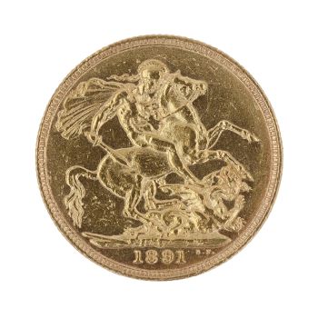 1891 Victoria Jubilee Head Australia Full Sovereign Coin