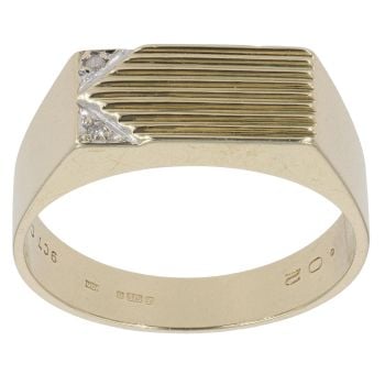9ct Yellow Gold 0.02ct Diamond Signet Ring
