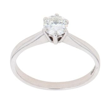 9ct White Gold Moissanite Solitaire Ring