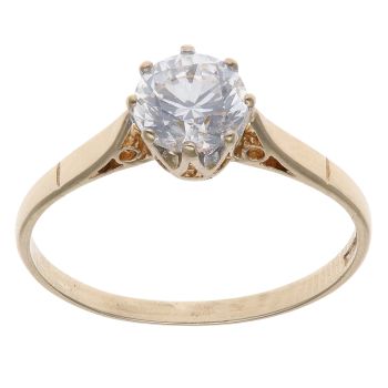 9ct Yellow Gold Cubic Zirconia Solitaire Ring