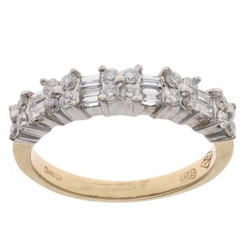 18ct Yellow Gold 0.50ct Brilliant And Baguette Cut Diamond And Fancy Ring