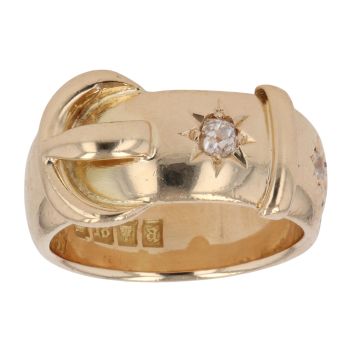 18ct Yellow Gold 0.10ct Diamond Buckle Ring