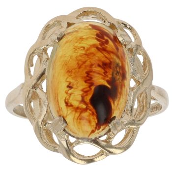 9ct Yellow Gold Amber Solitaire Ring