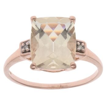 9ct Rose Gold 0.02ct Diamond and Yellow Gemstone Ring