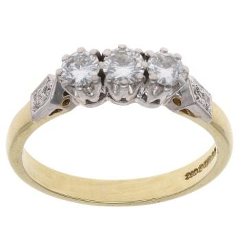 18ct Yellow Gold 0.50ct Brilliant Cut Diamond Trilogy Ring