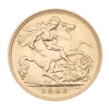 1906 Edward VII Large Head UK Half Sovereign Coin