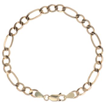9ct Yellow Gold Figaro Bracelet 7"