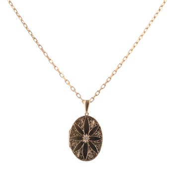 9ct Yellow Gold 0.05ct Diamond Flower Locket and Chain 28"