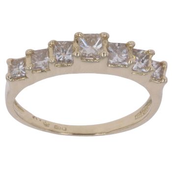 9ct Yellow Gold 1.00ct Princess Cut Diamond Half Eternity Ring