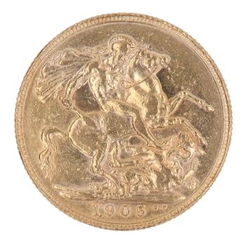1905 Edward VII Large Head Australia Full Sovereign Coin