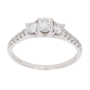 18ct White Gold 0.75ct Diamond And Trilogy Ring