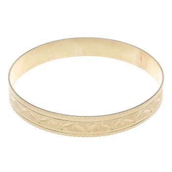 9ct Yellow Gold Patterned Zigzag Bangle