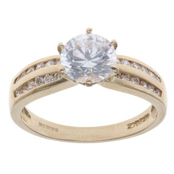 14ct Yellow Gold Cubic Zirconia Solitaire Ring