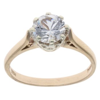 9ct Yellow Gold Cubic Zirconia Single Stone Ring