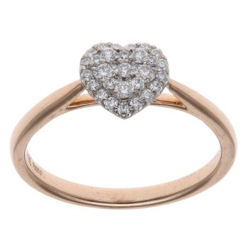 18ct Rose Gold 0.25ct Brilliant Cut Diamond Heart Cluster Ring