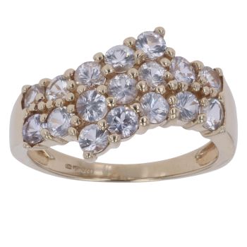 9ct Yellow Gold Cubic Zirconia Three Row Ring
