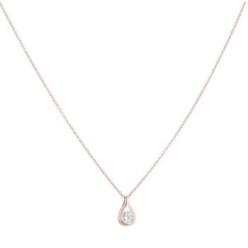 9ct Rose Gold Cubic Zirconia Pendant and Chain 18"