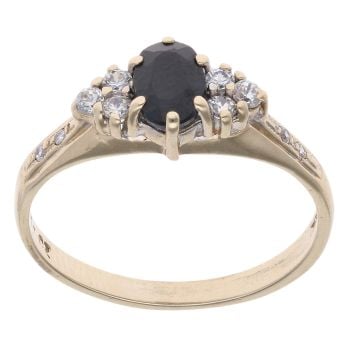 9ct Yellow Gold Cubic Zirconia And Sapphire Ring