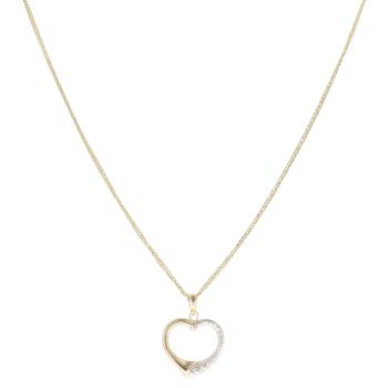9ct Yellow and White Gold Heart Pendant and Chain 18"