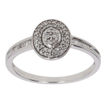 9ct White Gold 0.25ct Mixed Cut Diamond Cluster Ring
