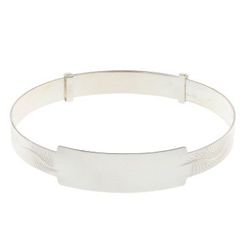 Silver Patterned ID Expandable Bangle By Icesia