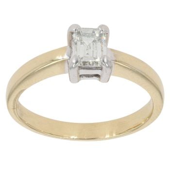 18ct Yellow Gold 0.50ct Emerald Cut Diamond Solitaire Ring