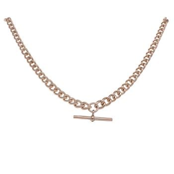 9ct Rose Gold Graduated Albert T-Bar Chain 18"