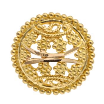 22ct Yellow Gold Patterned Round Nose Stud