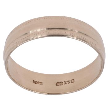 9ct Yellow Gold Patterned Wedding Band 4.7mm