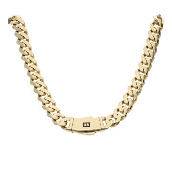 14ct Yellow Gold Monaco Classic Plain Lock Curb Chain 18"