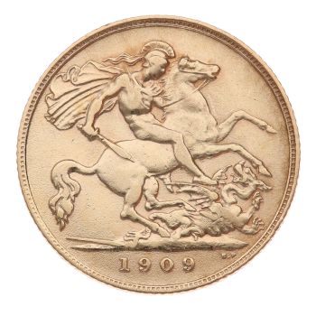 1909 Edward VII Large Head UK Half Sovereign Coin