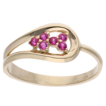 14ct Yellow Gold Child's Red Gemstone Stone Set Ring