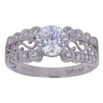 14ct White Gold Cubic Zirconia Single Stone Ring