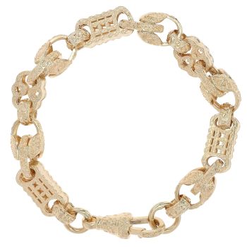 9ct Yellow Gold Stars and Bars Bracelet 7.5"