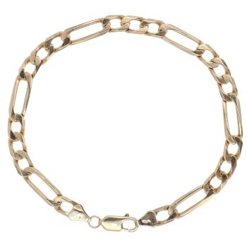 9ct Yellow Gold Figaro Bracelet 9"