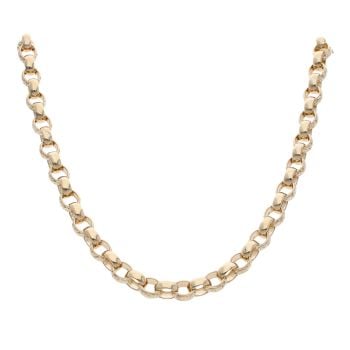 9ct Yellow Gold Patterned And Plain Belcher Chain 24"