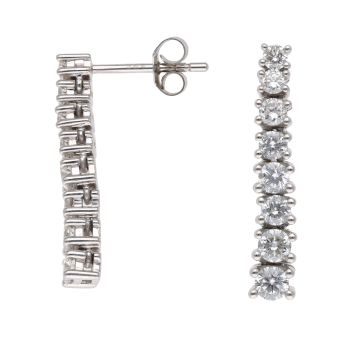 9ct White Gold 0.85ct Brilliant Cut Lab Grown Diamond Drop Earrings