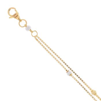 22ct Yellow and White Gold Duo Beaded Bracelet 5.5"