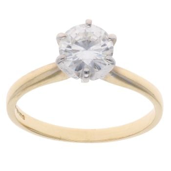 18ct Yellow Gold Moissanite Single Stone Ring