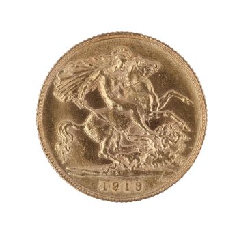 1913 George V Large Head UK Half Sovereign Coin