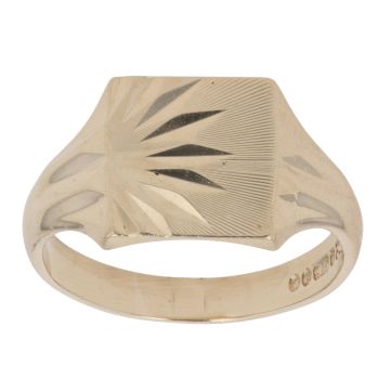 9ct Yellow Gold Patterned Signet Ring