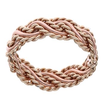 9ct Yellow and Rose Gold Rope Plait Twist Clogau Ring