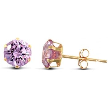 9ct Yellow Gold Claw Set Cubic Zirconia Stud Earrings