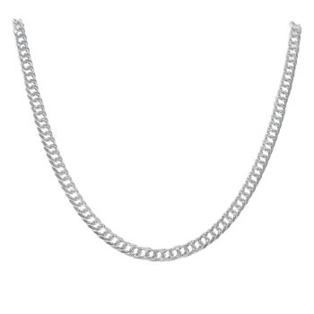 Silver Double Curb Chain 18"" By Icesia